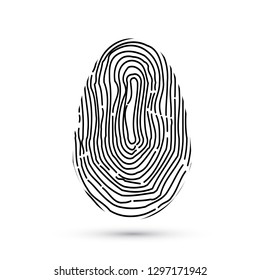 Fingerprint vector icons isolated on write with shadow. Biometric technology for person identity. Security access authorization system. Electronic signature. Black finger print. Easy to edit template.