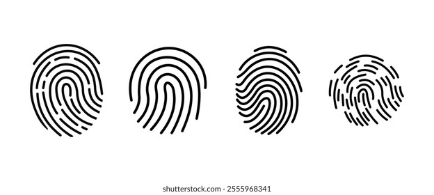 fingerprint vector icons set. Fingerprints silhouette. Identification mark