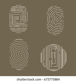 Fingerprint vector icons set isolated on background.