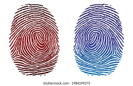 Ilustración de vectores de huellas digitales. Icono De Identificación Aislado En Fondo Blanco

