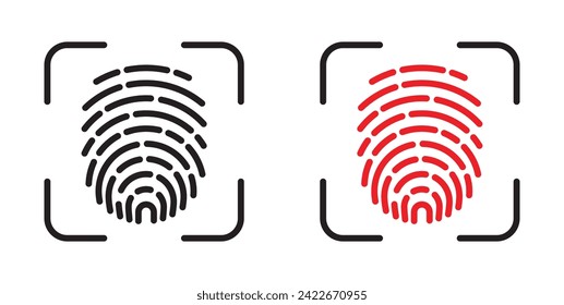 Juego de Ilustración del Vector de huellas dactilares. Signo de identidad segura adecuado para aplicaciones y estilo de diseño de interfaz de usuario de sitios web.