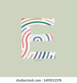 Fingerprint Vector Logo Letter E Creative colorful pastel letter E Design Vector  Logo Icon.