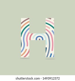 Fingerprint Vector Logo Letter H. Creative colorful pastel letter H Design Vector  Logo Icon.
