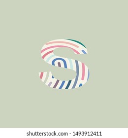 Fingerprint Vector Logo Letter S. Creative colorful pastel letter S Design Vector  Logo Icon.