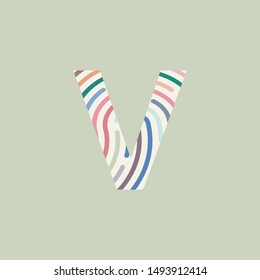 Fingerprint Vector Logo Letter V. Creative colorful pastel letter V Design Vector  Logo Icon.