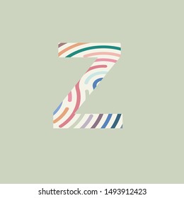 Fingerprint Vector Logo Letter Z. Creative colorful pastel letter Z Design Vector  Logo Icon.