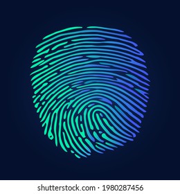 Fingerprint Vector Logo, sign, symbol . Creative colourful pastel letter Design on blue background. Vector Logo Icon.