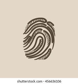 Fingerabdruck-Vektorgrafik-Symbol einzeln auf Hintergrund. Handgezeichnetes Fingerabdrucksymbol. Fingerabdruck-Sketch-Symbol für Infografik, Website oder App.