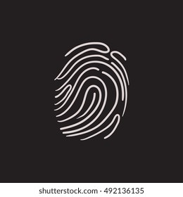 Icono de esbozo vectorial de huella digital aislado en el fondo. Icono de huella dactilar dibujado a mano. Icono de esbozo de huella digital para infografía, sitio web o aplicación.