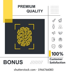 Fingerprint vector thin line icon with modern background