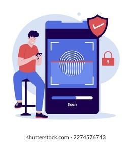 Fingerprint verification illustration flat design. Illustration for websites, landing pages, mobile apps, posters and banners. Trendy flat vector illustration