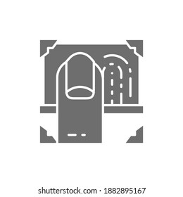 Verificación de huellas dactilares, escaneo láser del icono gris de huellas dactilares.