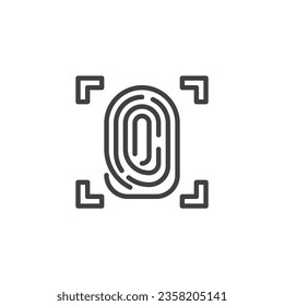 Icono de línea de verificación de huellas digitales. signo de estilo lineal para concepto móvil y diseño web. Icono de vector de contorno de identificación biométrica. Símbolo, ilustración del logotipo. Gráficos vectoriales