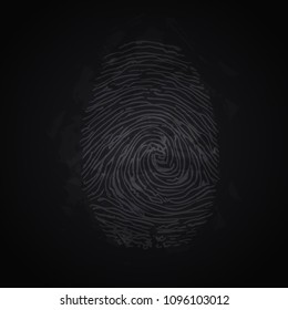 Fingerprint verification, fingerprint scanning on the touch panel. Gray color dark background high detailed