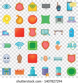 Fingerprint vicons set. Cartoon style of 36 fingerprint vector icons for web for any design