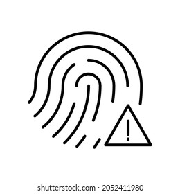 fingerprint warning line icon vector design, editable stroke line icon