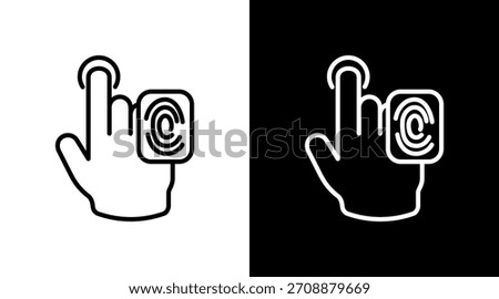Fingerprint White Icon Set Vector
