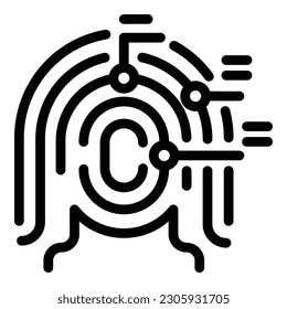 Fingerprinting icon outline vector. Touch finger. Password key