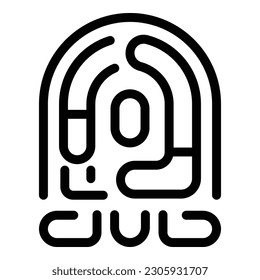 Vector de contorno de icono de digitalización de huellas digitales. Tacto de mano. Acceso humano