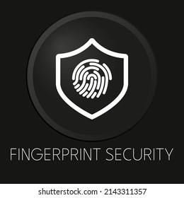 Seguridad de huellas dactilares icono mínimo de línea vectorial en el botón 3D aislado en el fondo negro. Vector Premium
