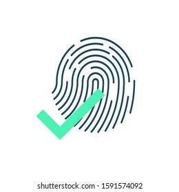 Fingerprints and check mark,Cyber security concept. Digital security authentication concept. Biometric authorization. Identification