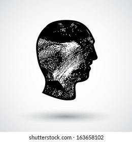 Fingerprints and face, vector illustration