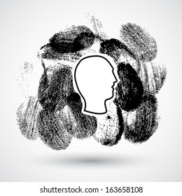 Fingerprints and face, vector illustration