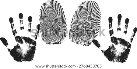 Fingerprints , handprints forensic ink stamp vector