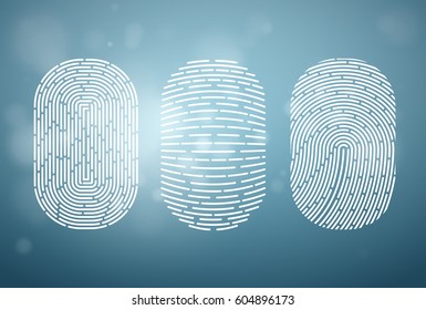 Fingerprints isolated on blue background. Vector illustration