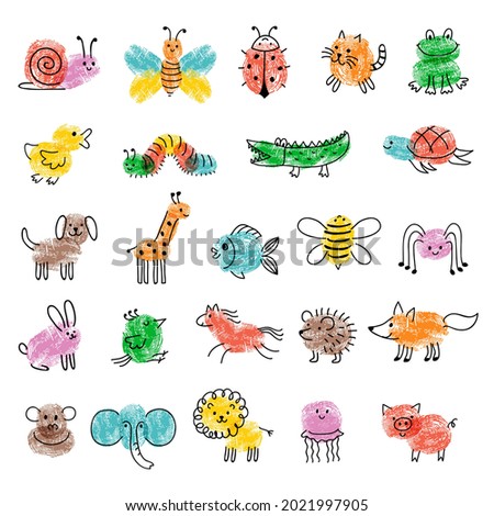 Fingerprints for kids. Game preschool education art with funny insects drawing paintings steps recent vector finger art templates collection