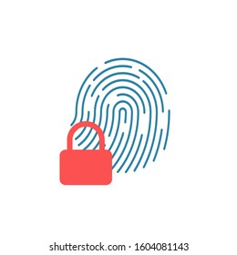 Fingerprints and lock,Cyber security concept. Digital security authentication concept. Biometric authorization. Identification