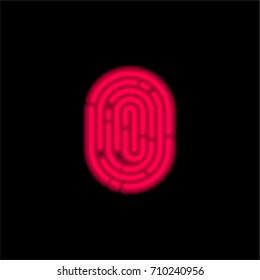 Fingerprints red glowing neon ui ux icon. Glowing sign logo vector