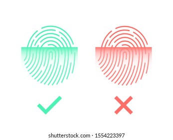 Fingerprints Scanning Identification System. Biometric Authorization and Business Security Concept. Vector illustration