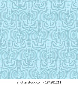 Fingerprints seamless pattern in blus colors is hand drawn composition. Illustration is in eps8 vector mode, background on separate layer. 