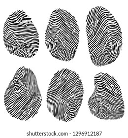 Fingerprints symbol set vector illustration. 6 types of fingerprint drawings