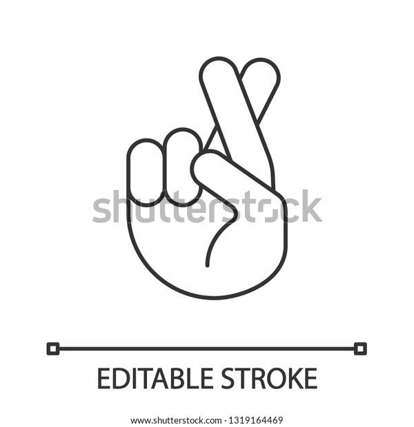 Fingers Crossed Emoji Linear Icon Thin Stock Vector Royalty Free