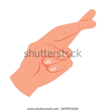 Fingers crossed hand gesture flat illustration. Lie, on luck, superstition symbol