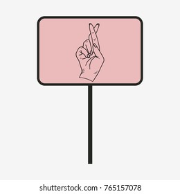 Fingers crossed, hand gesture. Get lucky, good luck. Hand drawn vector illustration