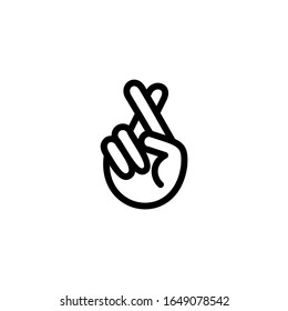 Fingers crossed, hand gesture. Lie, luck, superstition symbol or icon. Vector illustration on white background