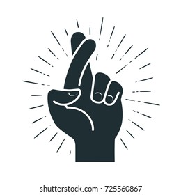 Fingers crossed, hand gesture. Lie, on luck, superstition symbol or icon. Vector illustration
