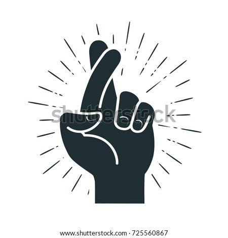 Fingers crossed, hand gesture. Lie, on luck, superstition symbol or icon. Vector illustration