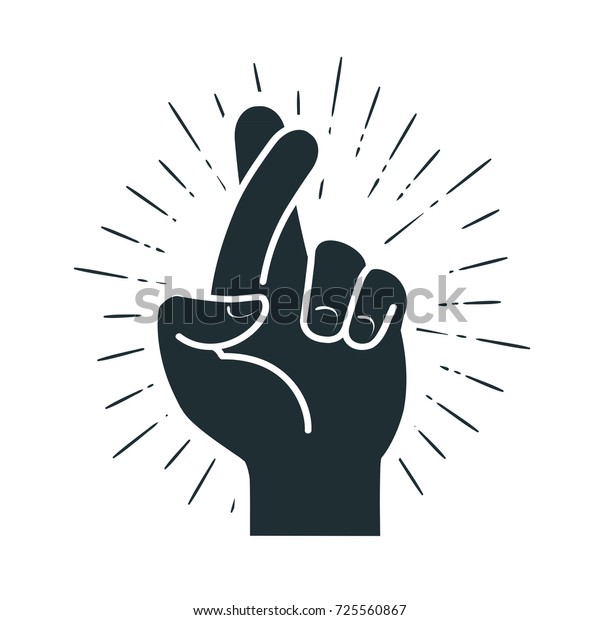 Fingers crossed, hand gesture. Lie,\
on luck, superstition symbol or icon. Vector\
illustration