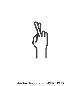 Fingers crossed, hand gesture line icon. linear style sign for mobile concept and web design. Cross fingers outline vector icon. Wish, luck symbol, logo illustration. Vector graphics