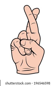 Fingers Crossed (hands With Crossed Fingers) Illustration Vector