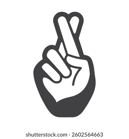 Fingers Crossed Icons Silhouette Vector Illustration