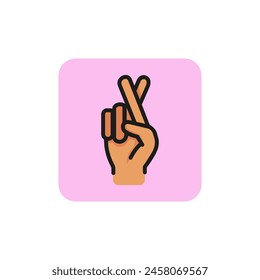 Fingers crossed line icon. Wish, cheating, hand. Gesturing concept. Can be used for topics like communication, belief, superstition.