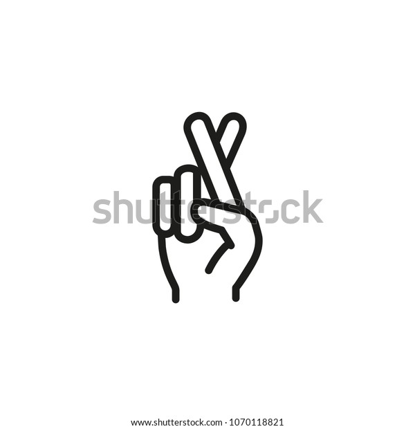 Fingers crossed line icon. Wish, cheating,\
hand. Gesturing concept. Can be used for topics like communication,\
belief, superstition.