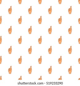 Fingers crossed pattern. Cartoon illustration of fingers crossed vector pattern for web