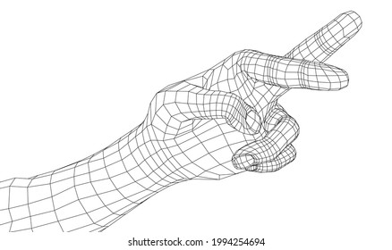 Cruzaron los dedos. Representación vectorial de 3d. Estilo de trama