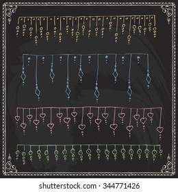 fingers drawn vector line boundary series and design component in cheerful new year and merry christmas fancy on chalkboard scene laughing makeup straight classical tree white holiday nails star union